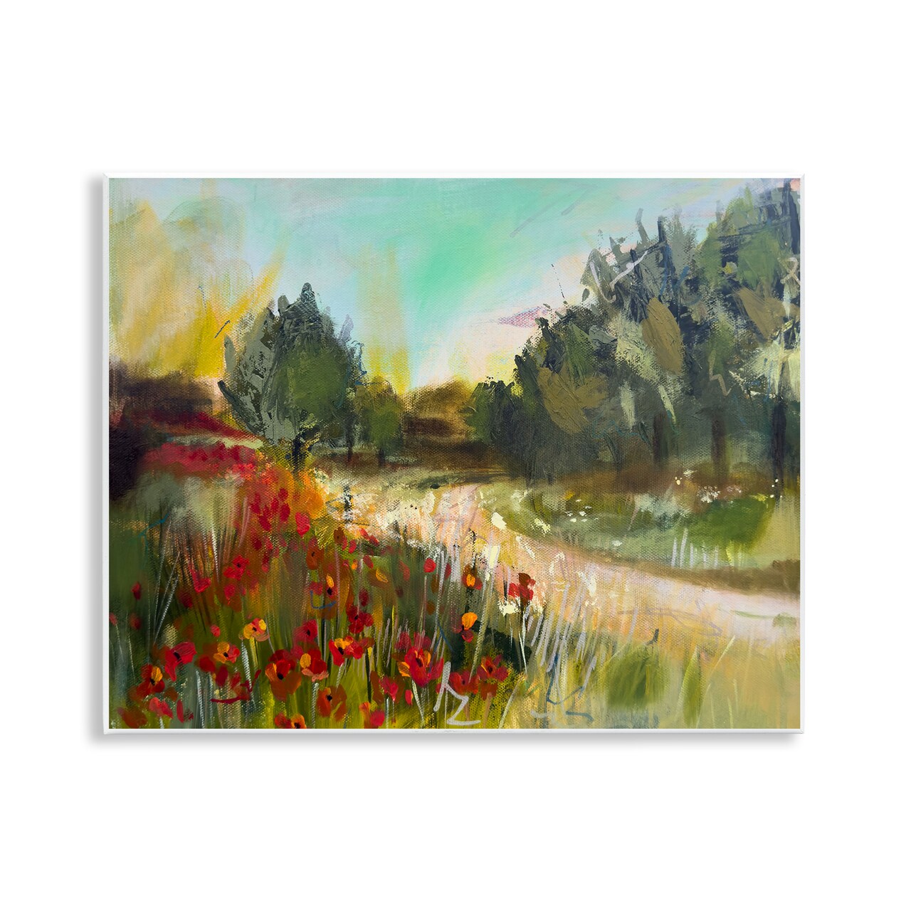 Stupell Industries Poppy Sunset Landscape Wall Plaque Art Design by Linda McClure